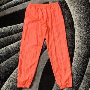 Vintage 90s Sergio Tacchini Fluorescent Embroidered Neon Orange Nylon Pants